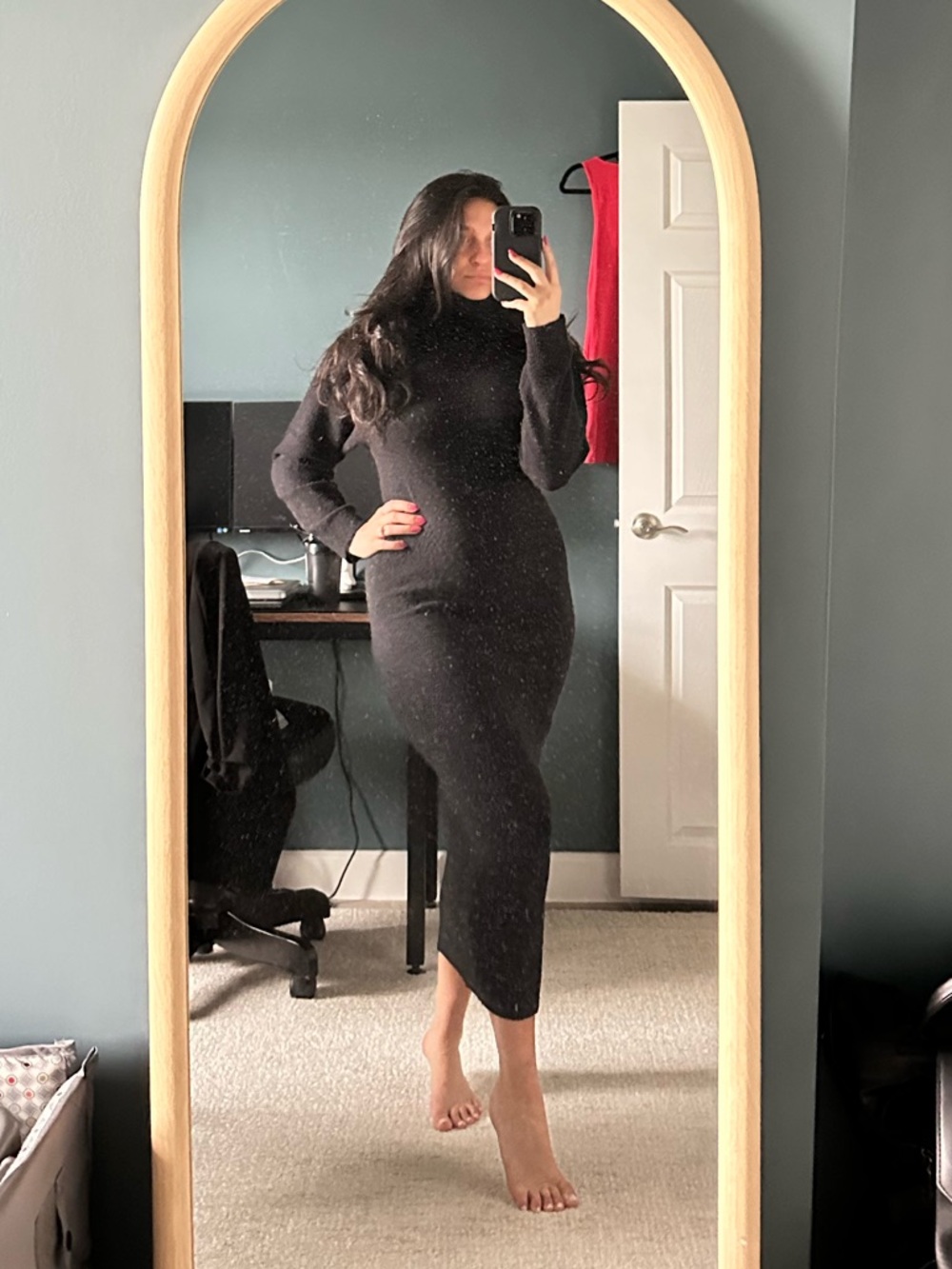 Express Black Knit turtle neck maxi dress
